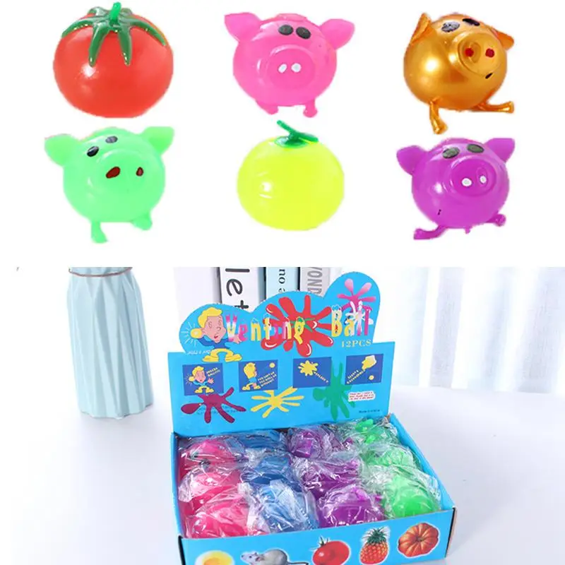 Креативная игрушка свинья голова фрукты литье слив воды шар для декомпрессионное отверстие для офисных работников и родителей-ребенка