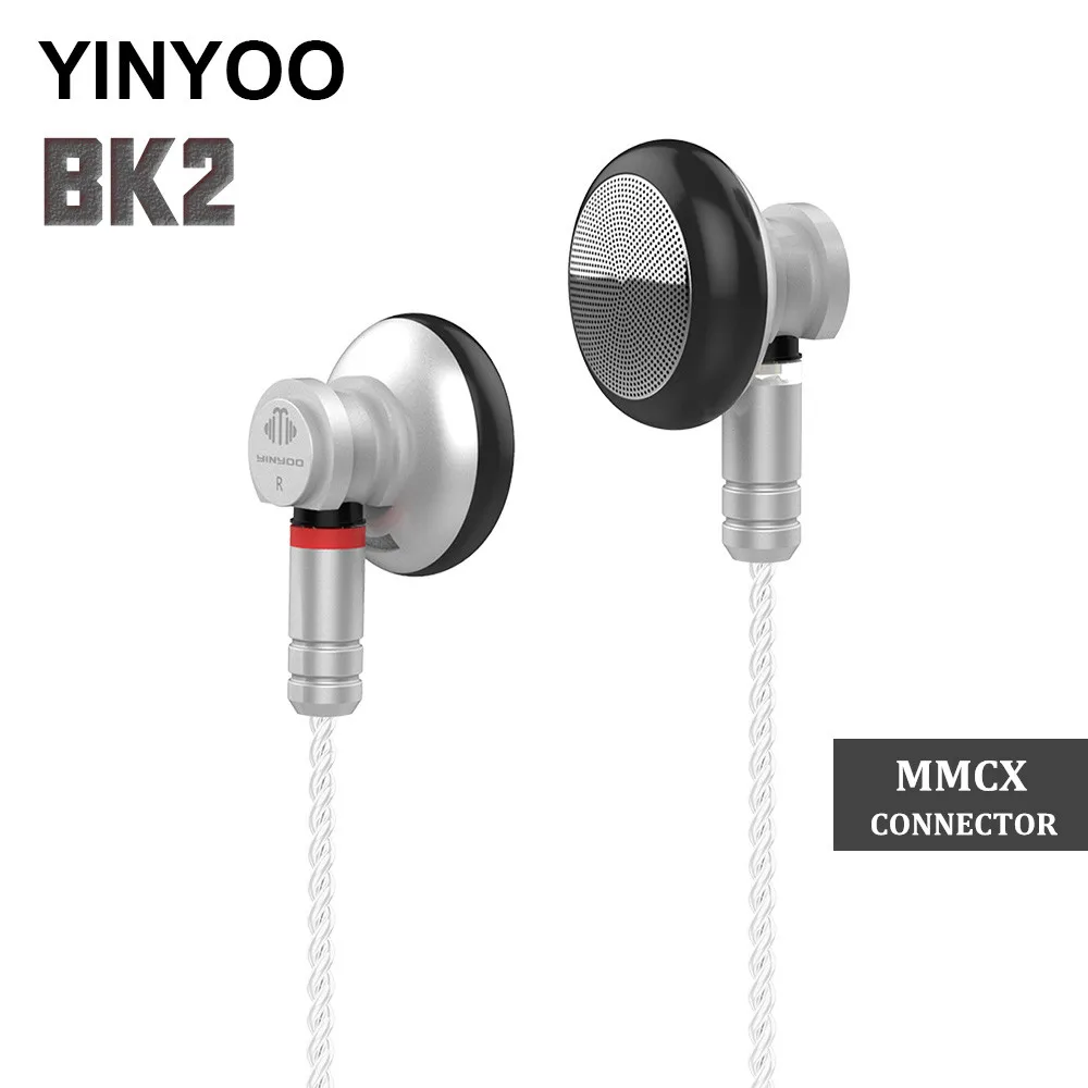 

YINYOO BK2 Silver cable Earbud 14.8mm Dynamic Driver Headset HIFI Metal Earphone Flagship Earbud With MMCX Detachable Cable