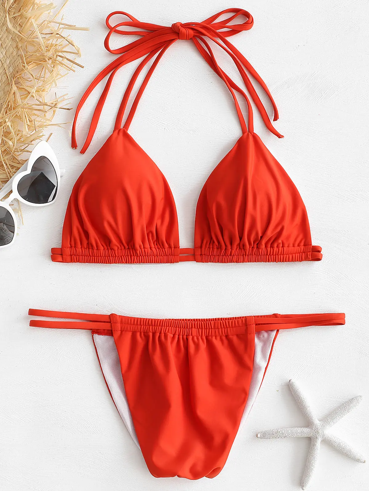 

ZAFUL Halter Straps Tied Bikini Set Women Sexy Brazilian Beach Swimsuit Female Swimwear Bathing Suit Biquinis 2019