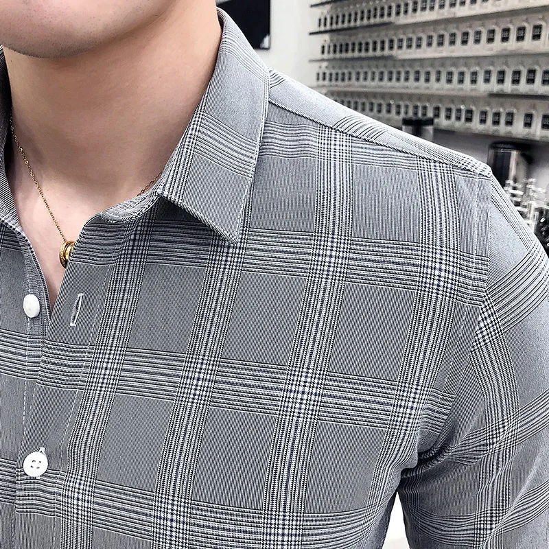 2019 Однобортный костюм летний Mariage Homme Пальто серого цвета или хаки в клетку