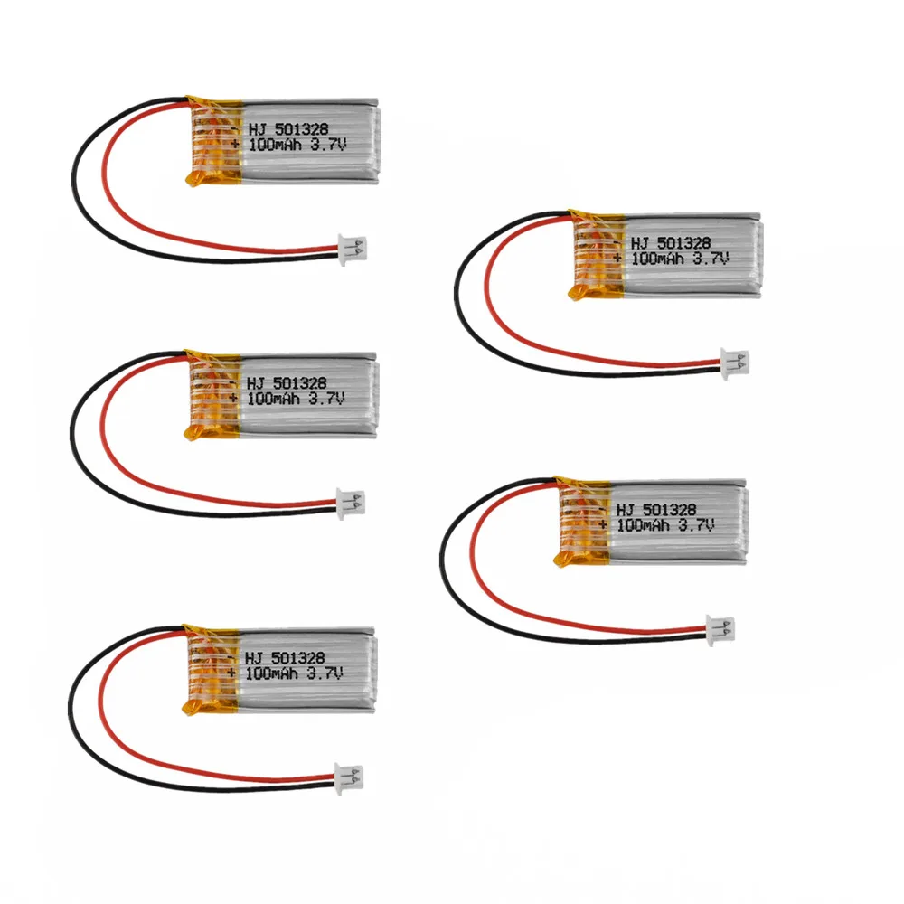 

5 pcs 3.7V 100mAh RC Lipo Battery Mini White Plug for RC 1/28 Mini Car / RC Helicopter /RC quadcopter