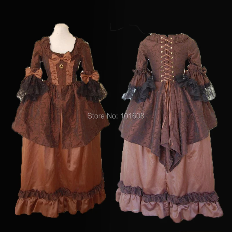 

New Arrival! brown Retro Victorian dresses Civil War historical medieval Renaissance Cosplay regency dress HL-457