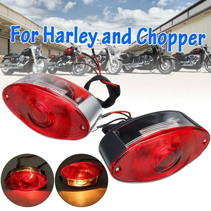 

12V Motorcycle Cat Eye Rear Brake Light Tail Stop Lamp Red For Harley Chopper
