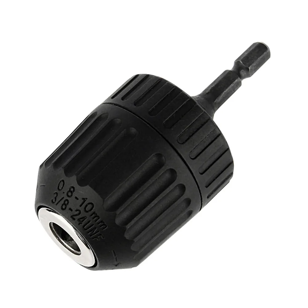 

3/8-24UNF 0.8-10MM Keyless Drill Bit Chuck Clip w/ 1/4'' Hex Shank Rod Adapter W Tool