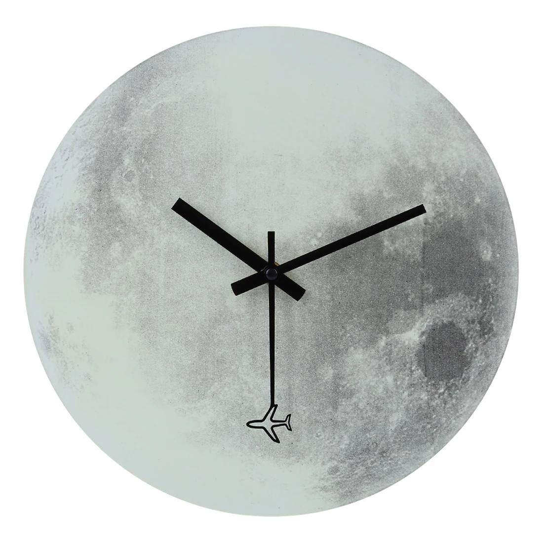 

Modern Fashion 30cm Dark Wood Grain Noctilucence Moon Pattern Hanging Clock Silent Wall Clock for Home Living Room Decor