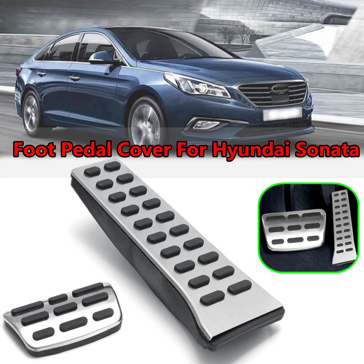 2pcs No Drilling AT Footrest Fuel Brake Gas Accelerator Pedals Cover