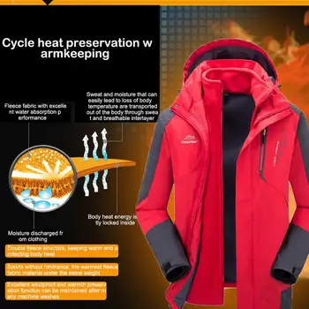 

3 In 1 Men's Winter Inner Fleece Waterproof Jacket Outdoor Sport Warm Brand Coat Hiking Camping Trekking Skiing Male Jackets