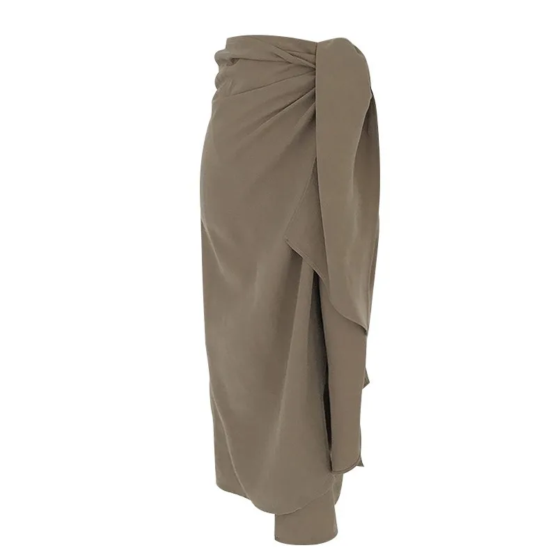 TWOTWINSTYLE повседневная юбка для женщин высокая талия бандажная Асимметричная миди юбки Женская корейская мода элегантная Весна