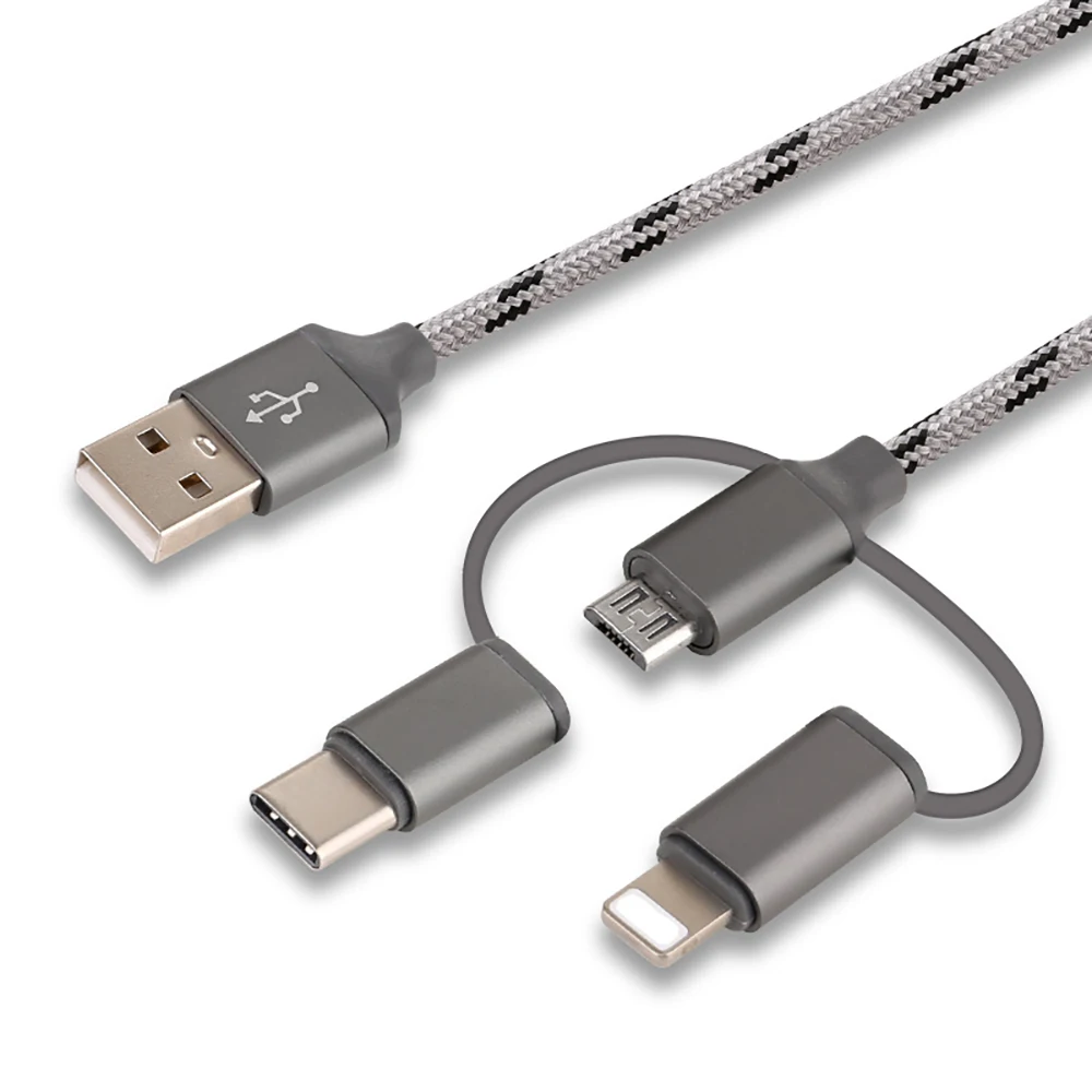 

3.0 Cable Usb Extension Cable 1m 3-In-1 Portable Knitted Nylon Stable Data Transmission USB Charging Line Data Cable Mini Usb