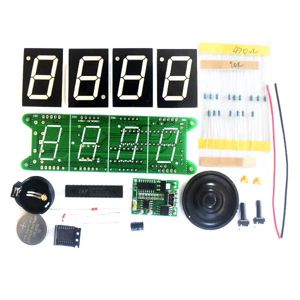 

LEORY DIY DC3V-5V DS3231 Voice Timing Music Light Control DIY Digital Electronic Alarm Clock Kit Blue color