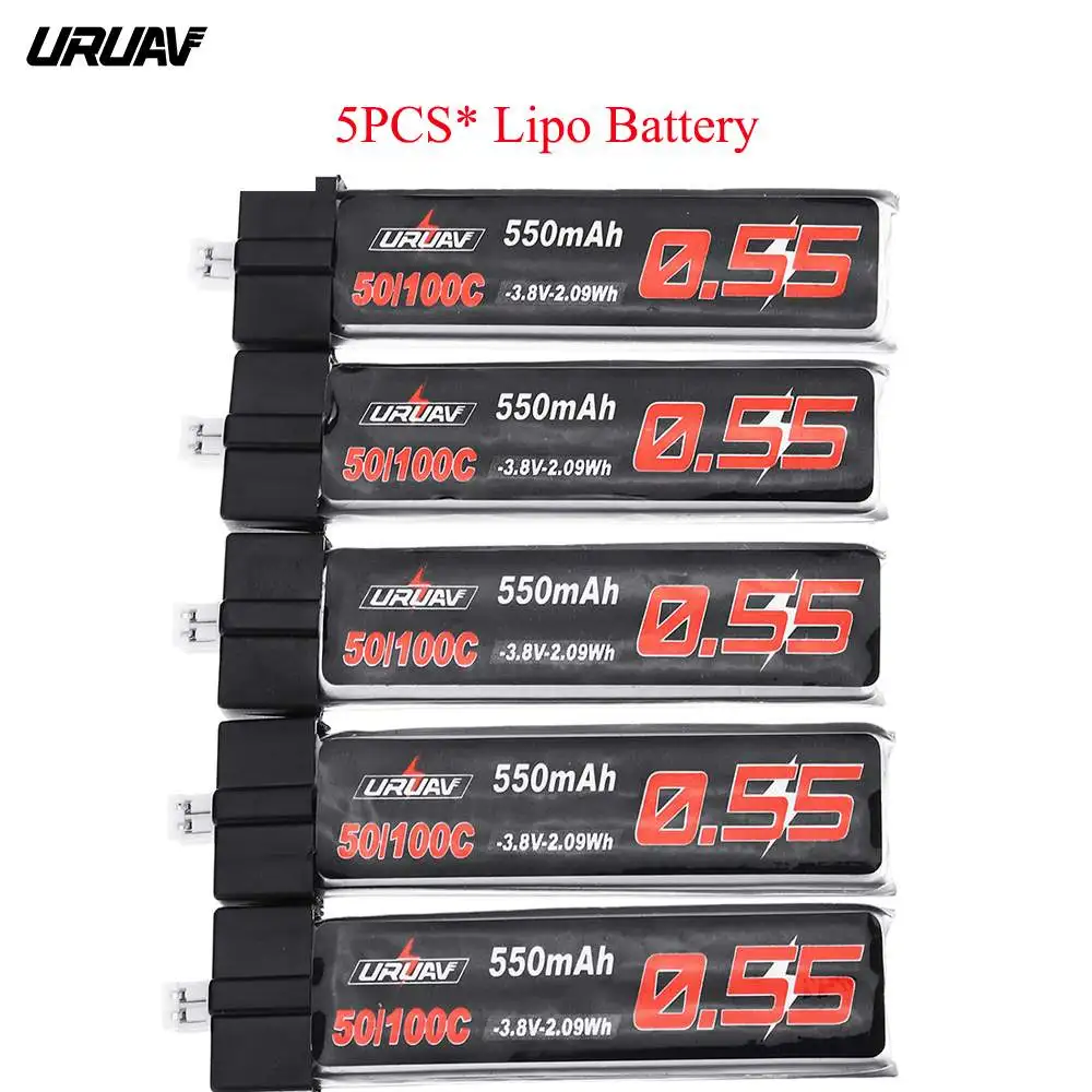 

New 5PCS/10PCS URUAV 3.8V 550Mah 50/100C 1S HV 4.35V PH2.0 Plug Lipo Battery For Emax Tinyhawk Kingkong/LDARC TINY Spare Part