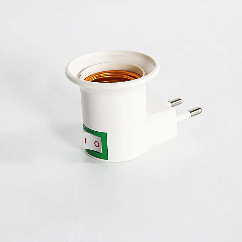 

Promotion E27 220V 10A LED Light Male Socket to EU Type Plug Adapter Converter for Bulb Lamp Holder With ON/OFF Button