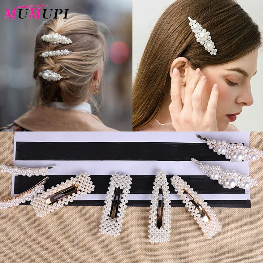 

MUMUPI Hair Clips for Women Full Pearls Hairclip Fashion Style Metal Ponytail Holder Hairpins BB Hairgrip Girls Hair Accessories