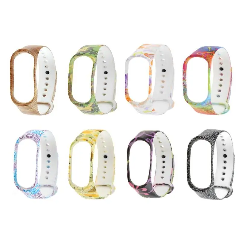 Ремешок силиконовый для Xiaomi Mi Band 3 браслет с разноцветным принтом наручных часов