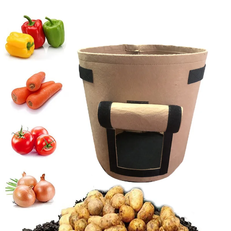 ZOLLOR Vegetable Plant Grow Bag DIY Potato Planter Non-woven fabrics Tomato Planting Container Bag Thicken Garden Pot Supplies
