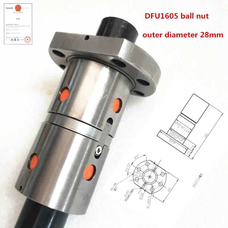 DFU1605 RMU1605 шариковый винт двойная гайка 16 мм шариковый винт гайка ЧПУ DIY резьба машина запчасти