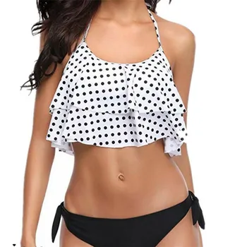 

Women Polka Dot Swimwear Bikini Bathingsuit Triangle Swimsuit Bandage Newest Hot Summer Tankini 2019 stroj kapielowe damskie