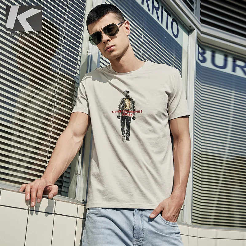 

Summer 2019 New Men T Shirt Cotton Print Beige grey Color For Man Casual Short Sleeve Slim Fit T-shirt Male Tops Tee Shirt 5901