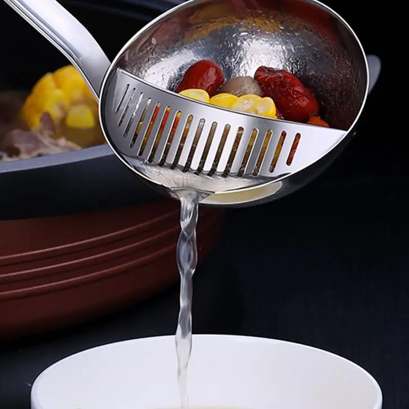 

Detachable Stainless Steel Spoon Hot Pot Soup Spoon Cooking Spoon Strainer Double-Use Colander Set Kitchen Restaurant Supplies