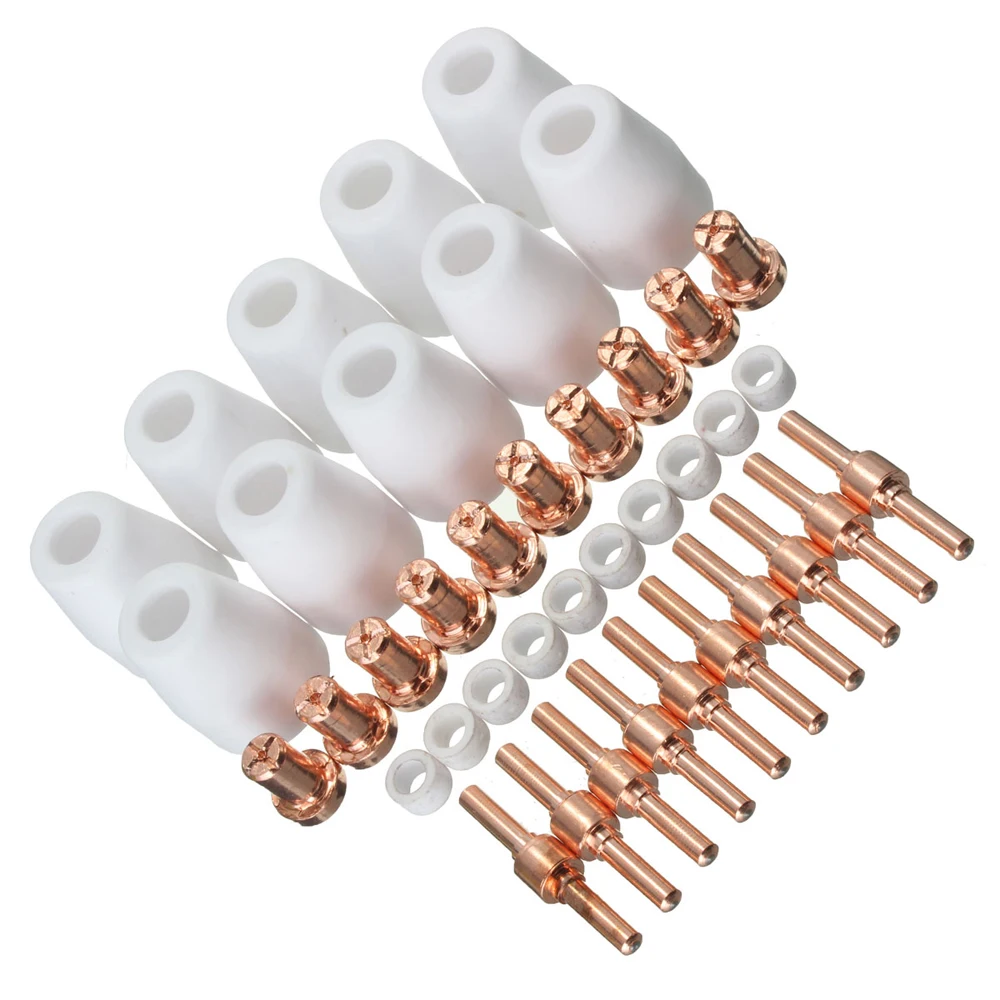 KKMOON 40Pcs Air Plasma Cutter Consumables Nozzles Tip Torch Consumable For PT-31 LG-40 Torch CUT-40 50 Electrodes Shield Cup 5