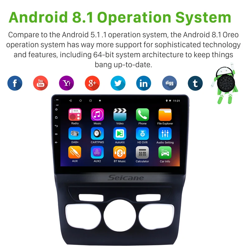 Sale Seicane 2Din Android 8.1 10.1 Inch Car Bluetooth Wifi Multimedia PLayer Radio GPS Navigation For 2013 2014 2015 2016 Citroen C4 1