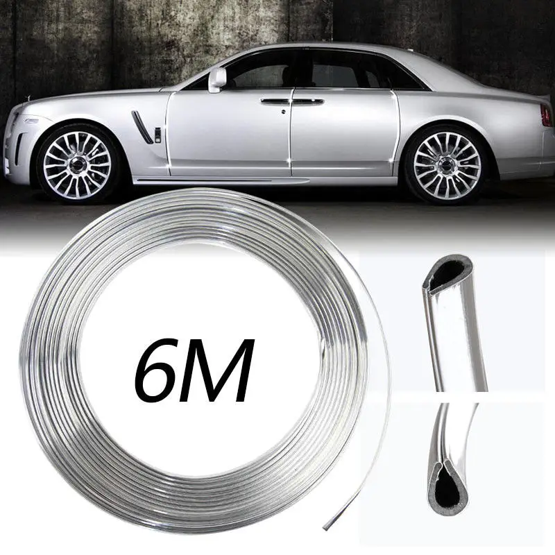 

6M Chrome Moulding Trim Strip Car Door Edge Scratch Guard Protector Cover