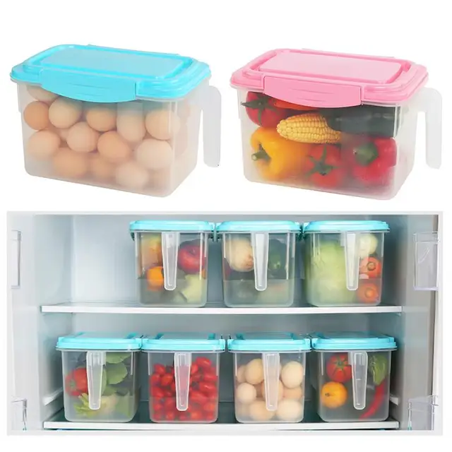 Special Offers Plastic Storage Bins Refrigerator Storage Box Food Storage Containers with Lid Handle Kitchen Fridge Cabinet Freezer Organizer