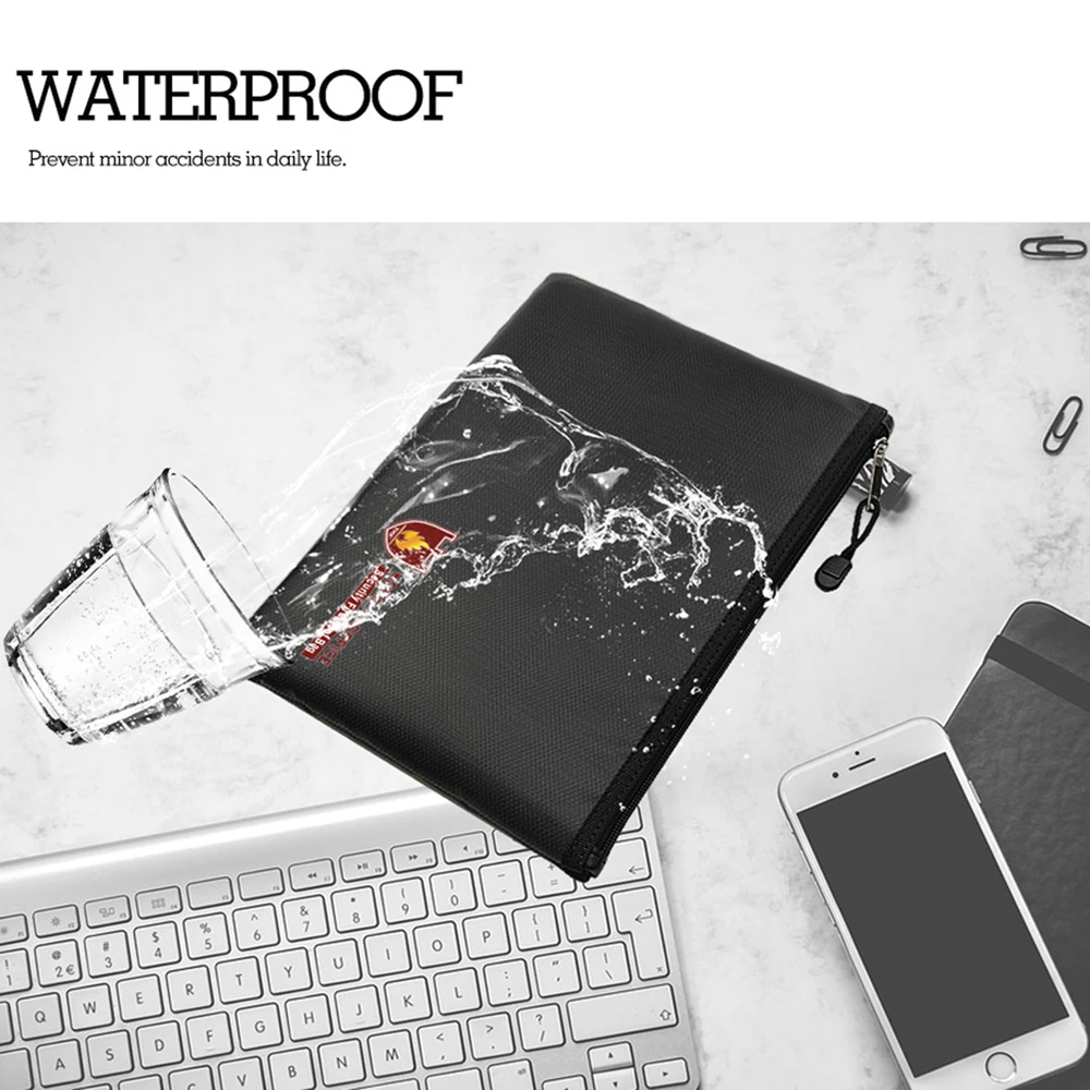 Silicone fiberglass cloth Safe Briefcase Document Bag Waterproof Envelope office supplies Pouch