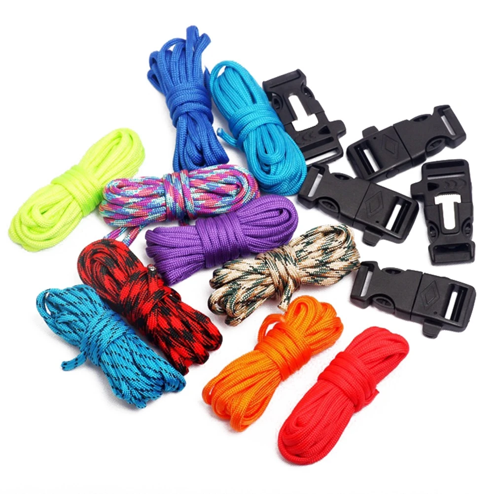 Paracord عدة مع أبازيم في الهواء الطلق الطوارئ بقاء دليل تجديل Paracord حبل النسيج حبل المظلة الحبل Paracord عدة مع أبازيم في الهواء الطلق الطوارئ بقاء دليل تجديل Paracord حبل النسيج حبل المظلة الحبل
