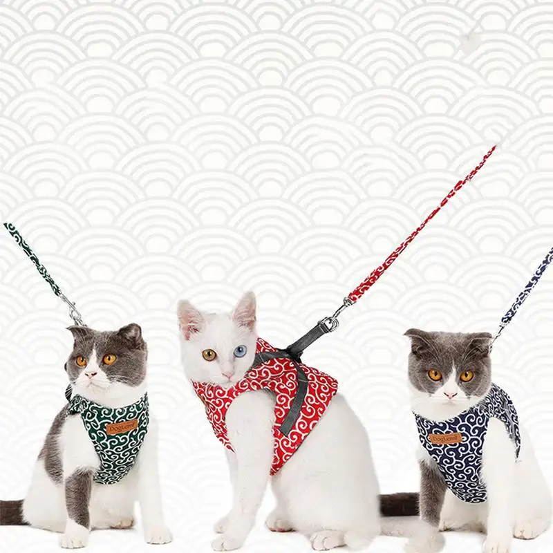 

Pet Training Leash Chest Strap Traction Rope Japanese Style Cat Vest Neckerchief Anti-breaking Chain For Cat Dog Comfort Handle