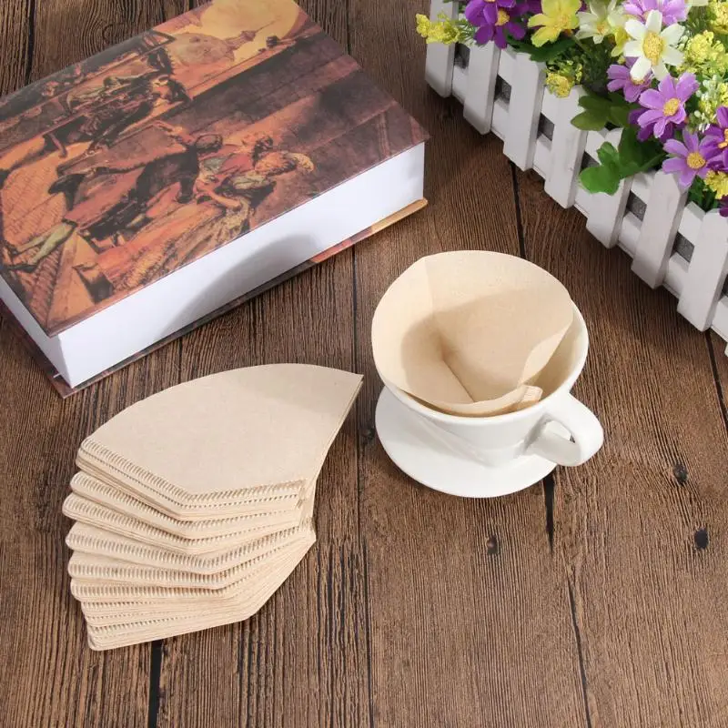 

40pcs Wooden Original Hand Drip Paper Coffee Filter Espresso Coffee Filter Packs Tea Bag Strainer Green Tea Infuser