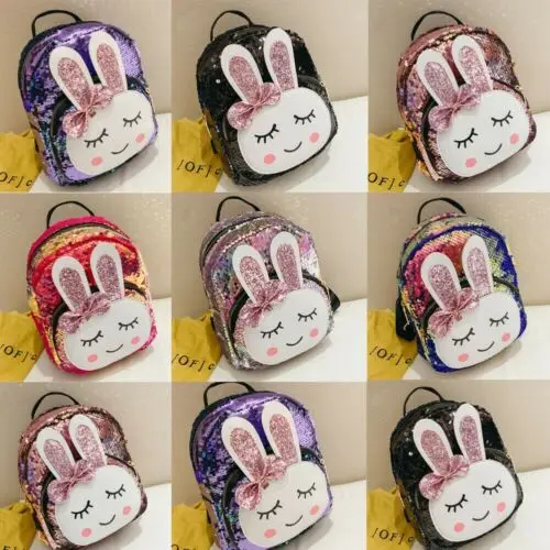 Детские рюкзаки, рюкзак с кроликом для маленьких девочек, школьный ранец для детского сада, Сумка с блестками, подарок, LIB