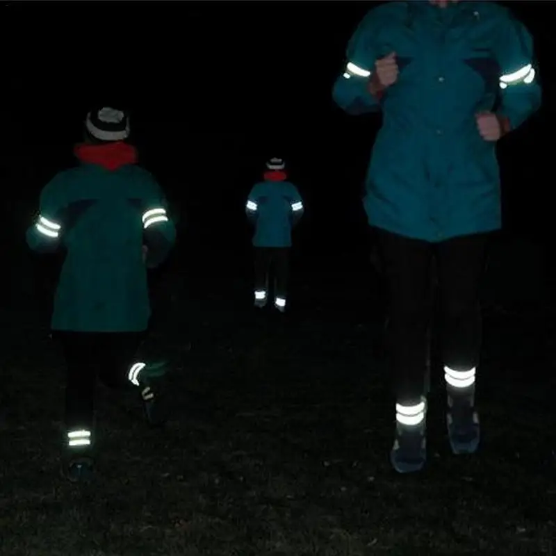 2 piezas fluorescente reflectante pulsera de la correa de muñeca correas cinta pierna pegatinas reflectantes de seguro de la etiqueta para la noche de deportes