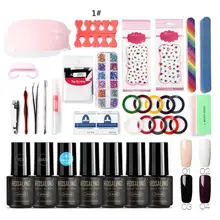 На весь ноготь Арт Набор с 6 W UV led лампы ногтей Комплект гель Лаки лак для ногтей набор инструментов Маникюр для начинающих