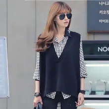 Женский жилет, зимний весенний свитер для школьниц, вязаный женский жилет с v-образным вырезом, жилет для женщин, свитер