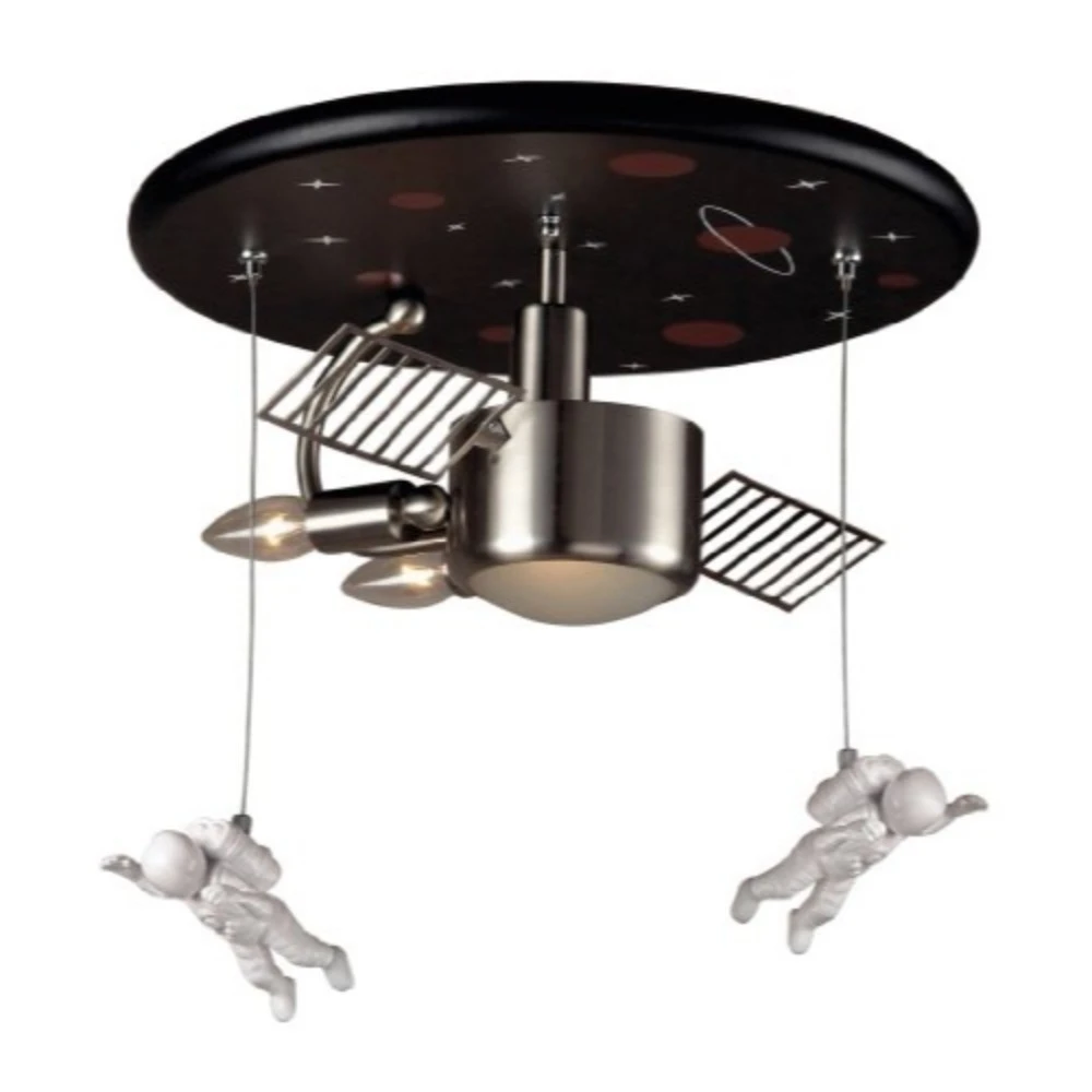 Новинка 3 световых космонавта Flushmount из атласного никеля и матового черного цвета