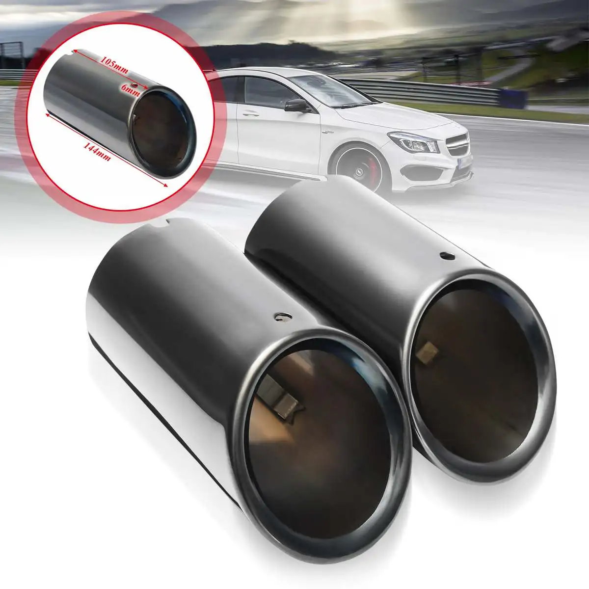 

2pcs Car Rear Tail Throat Liner New Black S-line Exhaust Muffler Tail Pipe Tips for Audi A4 B8 Q5 1.8T 2.0T