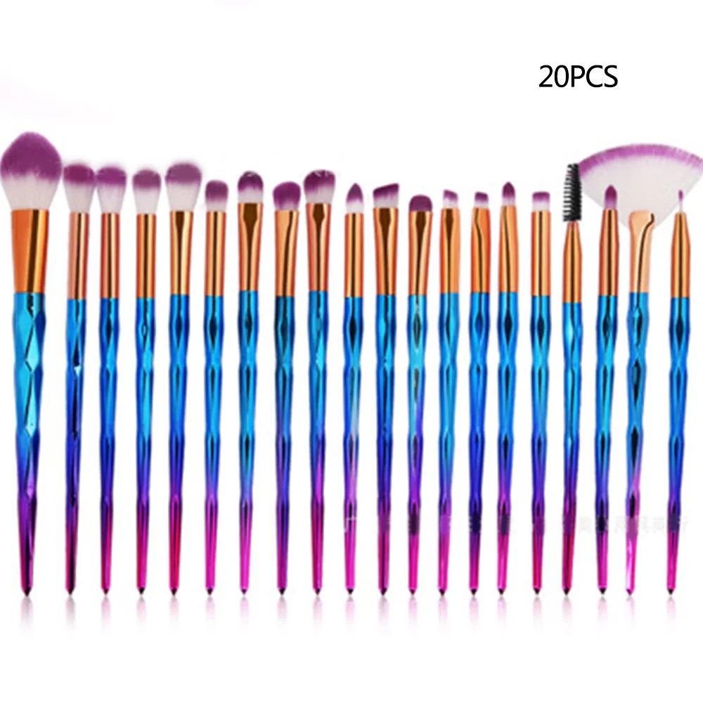 

20PC Mermaid Glitter Makeup Brush Set Foundation Blending Power Eyeshadow Concealer Blush Cosmetic Beauty Make Up Brushes