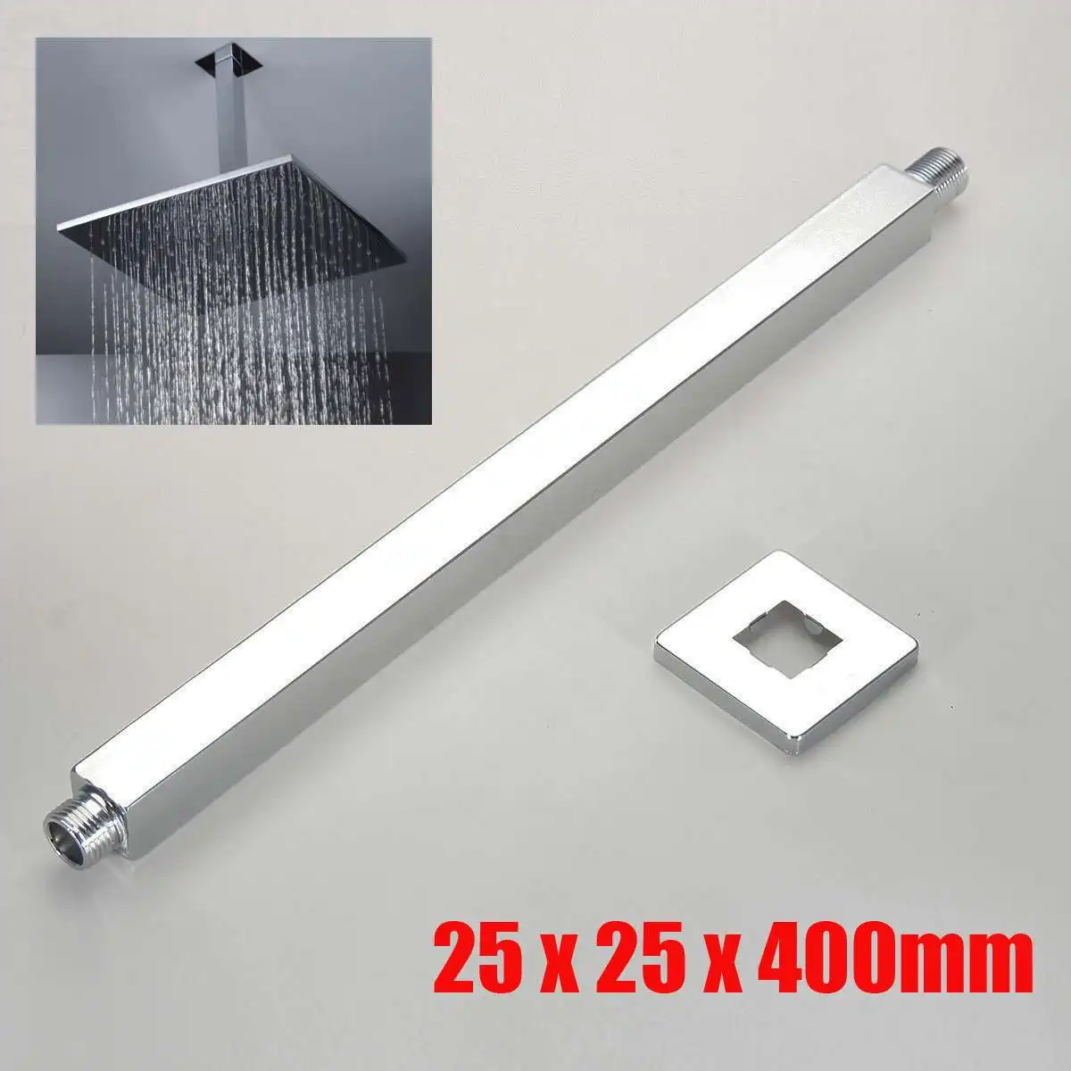

40cm Stainless Steel Square Shower Head Arm Hose Extension Wall Mounted Bathroom Tools Accessories