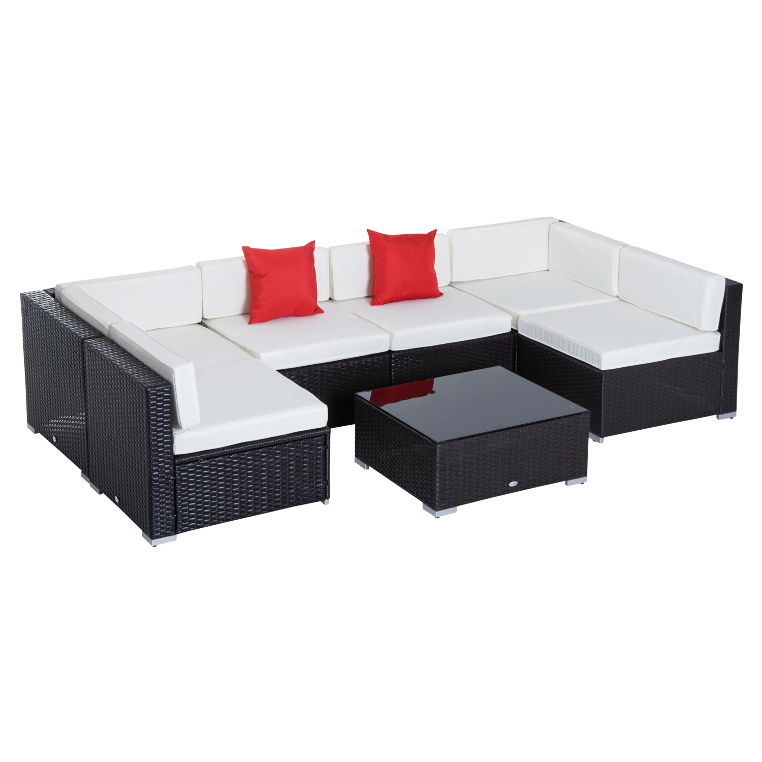 

Outsunny Furniture conjunto de Jardin Ratan 7 Piece set Sofas Patio with 1 Small table pillow car and Cushion Included