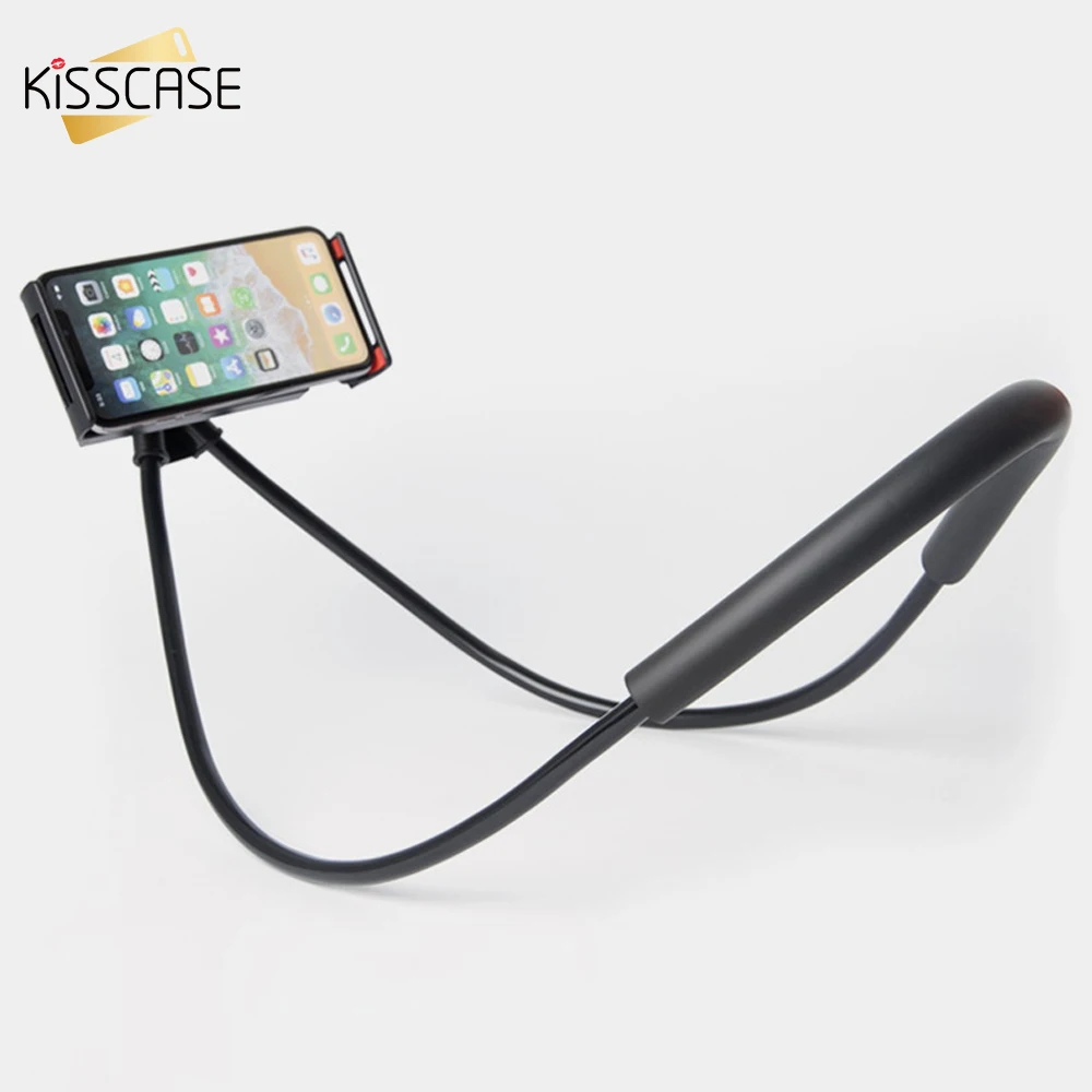 

KISSCASE Universal Lazy Neck Phone Holder For Redmi iphone Huawei Desk 360 Degree Rotation Holder Stand For Samsung S10 S9 Plus