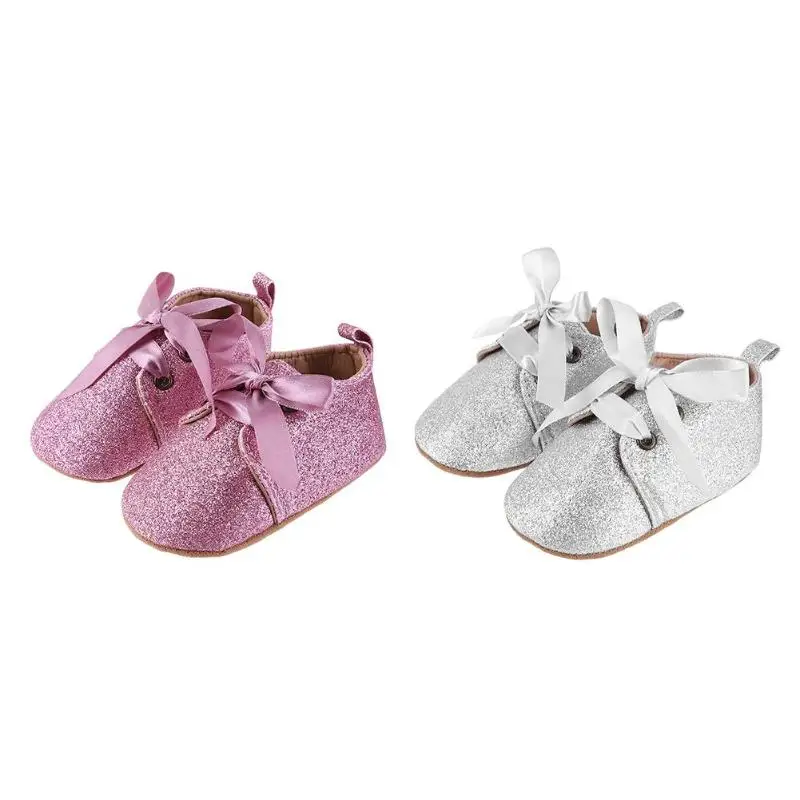 Симпатичные принцесса детская обувь с бантом для девочек на шнуровке весенние однотонные Цвет Младенцы ходунки для начинающих ходить