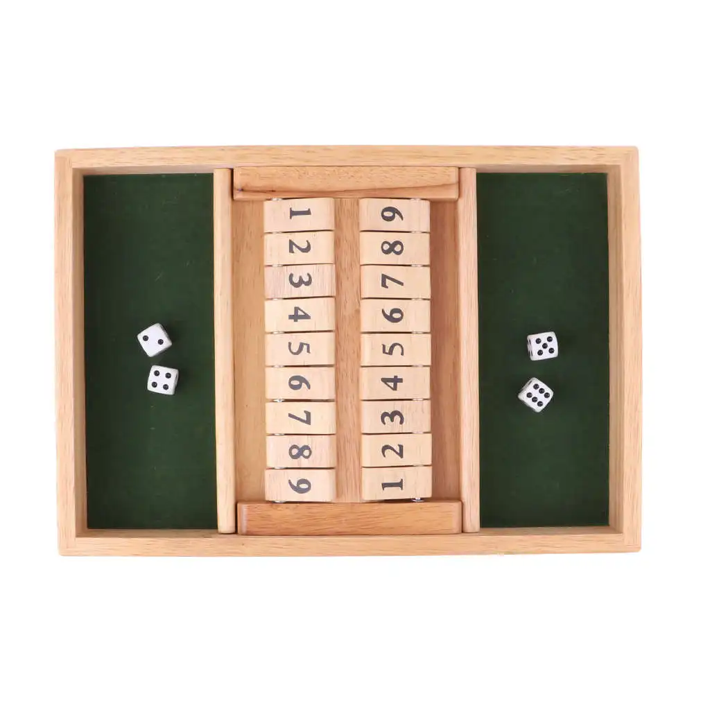  Wooden Shut The Box Table Board Game Throwing Dice Drinking Game 1-9 For Adults Gift