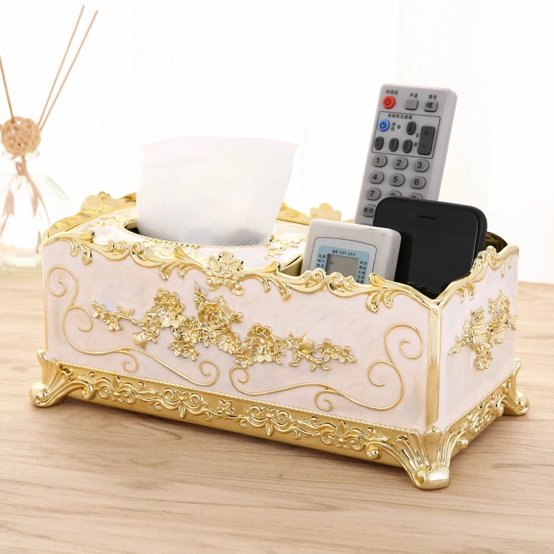 

Luxury Plastic Acrylic Tissue Box Living Room Decoration Coffee Table Multifunction Remote Control Storage Box Phone Base