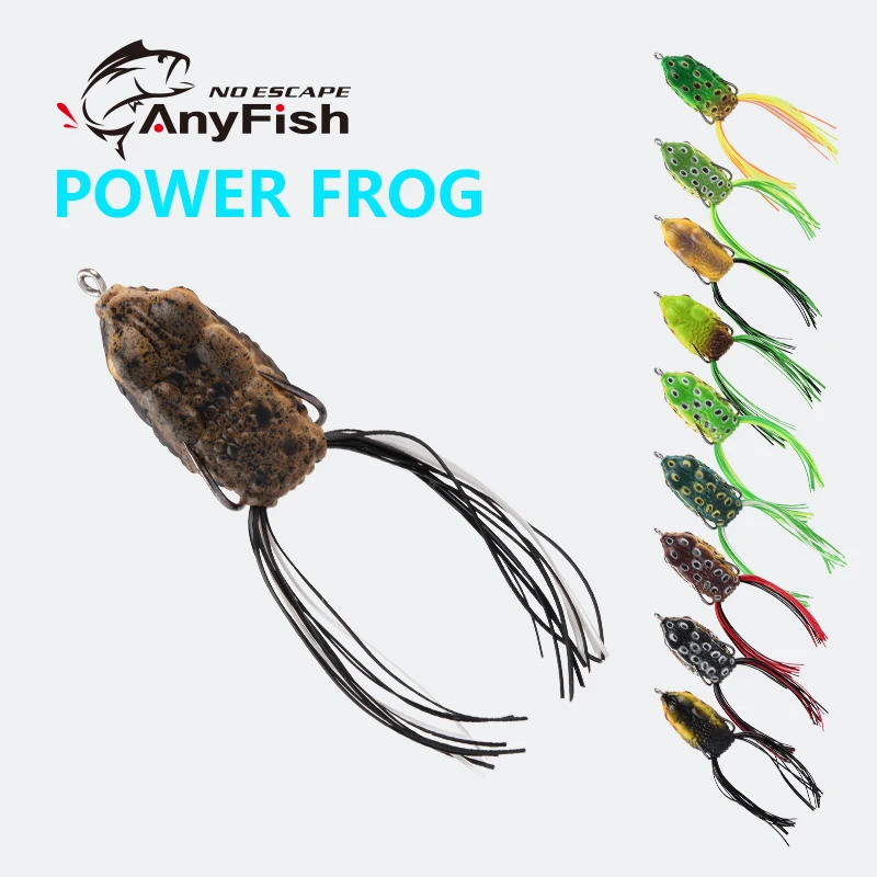 ANYFISH POWER, мягкая рыболовная приманка в виде лягушки, 3,7 см/6,2 г, 4,2 см/7,5 г, двойные крючки, 2 модели, искусственная приманка в виде лягушки, для ловли на топвотер