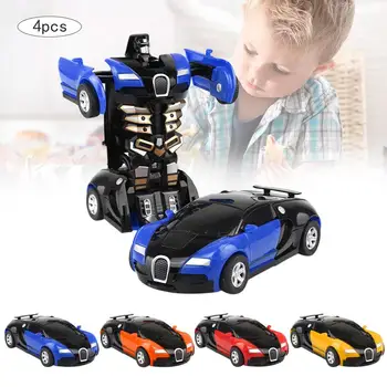 

4pcs/set 2 In 1 Car Driving Sports Cars Drive Transformation Robots Inertia Car Models Robot Models Fightint Toys Gifts