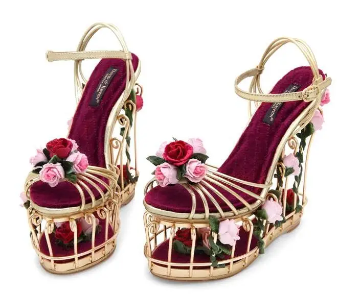 luxury woman metal birdcage 3D flowers 
