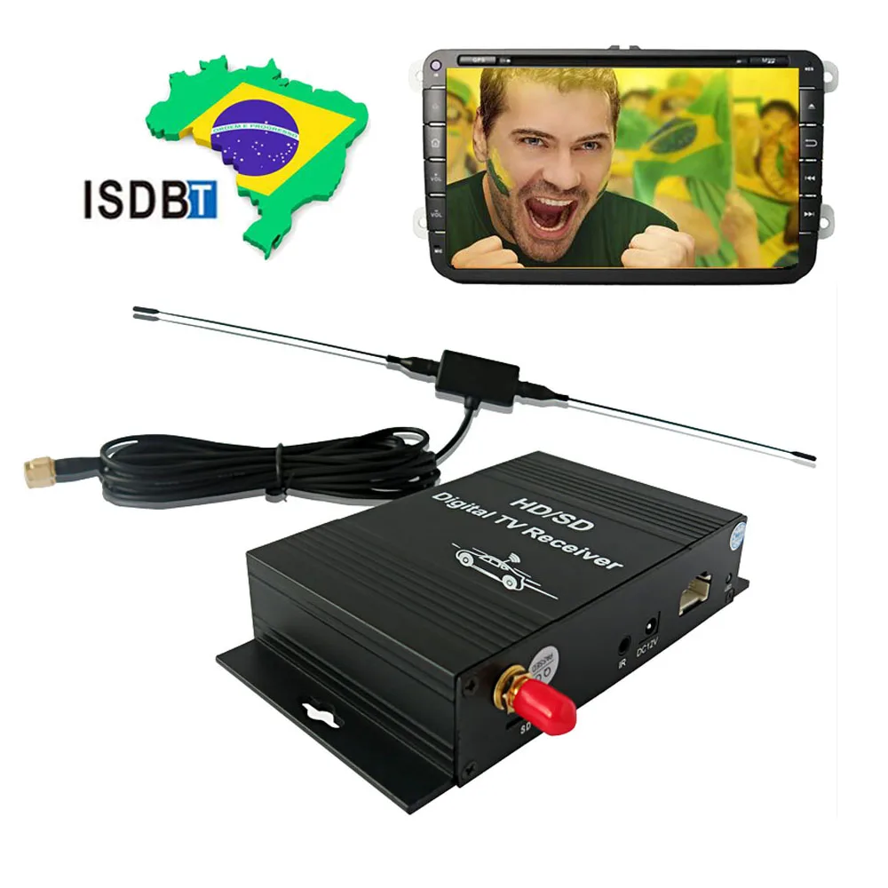 Цифровой ТВ приставка приемник автомобильный мобильный монитор ISDB-T-тюнер 4 видео выход одна seg антенна наземная Южноамериканская FTA телевидение