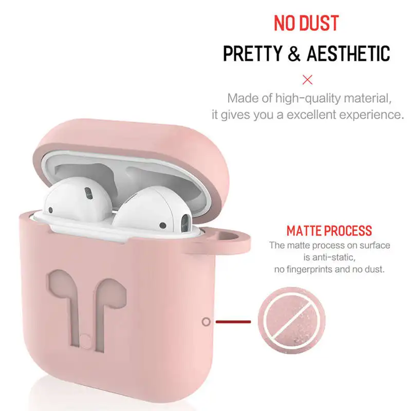 For Apple Airpods Accessories Silicone Cover Case+Anti Lost Strap+Ear Cover Hook 5 In 1