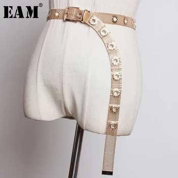 

[EAM] 2020 New Spring Summer White Metal Hollow Out Buckle Stitch Personality Wide Belt Women Fashion Tide All-match JT7370